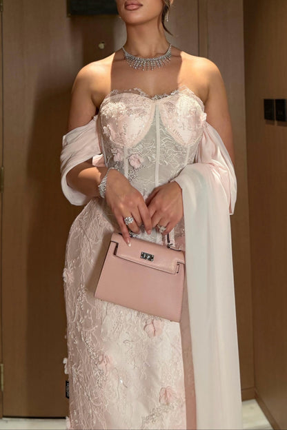 Corset Sweetheart Off-The-Shoulder Column Gown