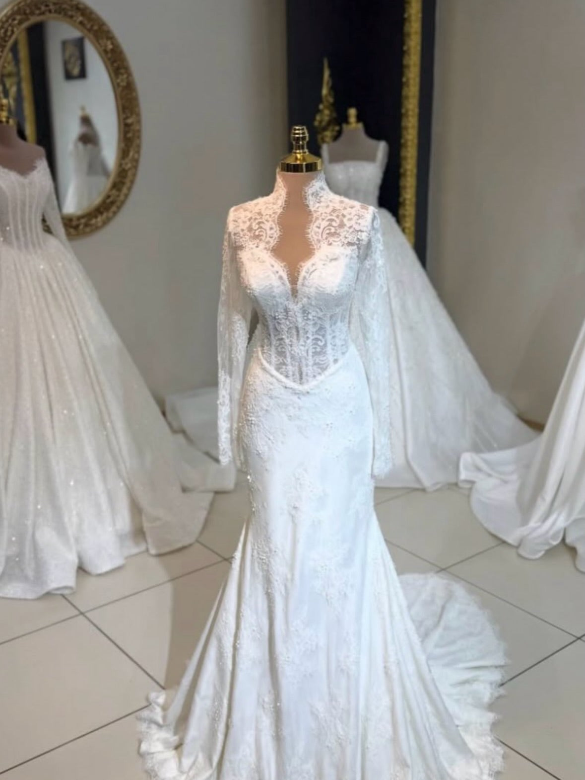 Lace Mermaid Wedding Dress with Corset Bodice