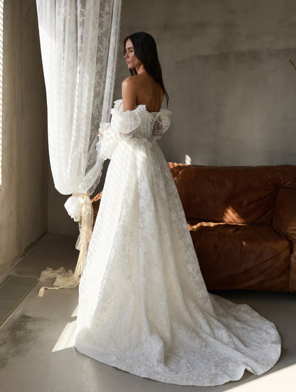 Lace Off-Shoulder Corset A-Line Wedding Dress