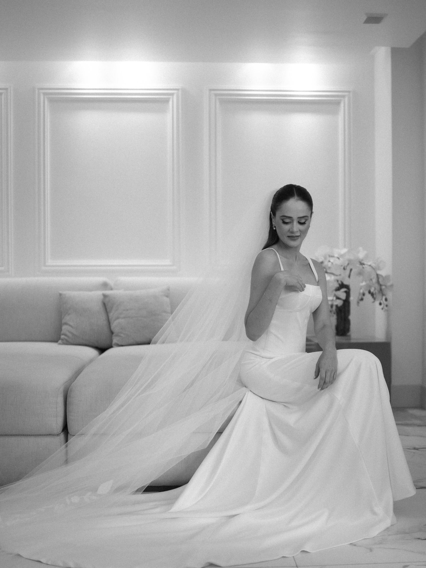 Minimalist Crepe Wedding Dress with Open Back