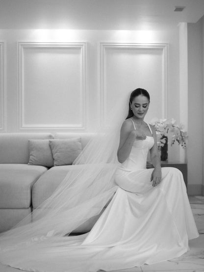 Minimalist Crepe Wedding Dress with Open Back