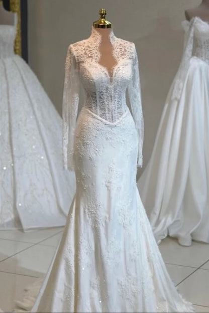 Lace Mermaid Wedding Dress with Corset Bodice