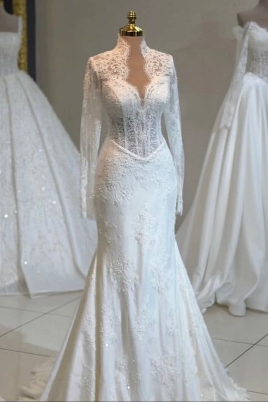 Lace Mermaid Wedding Dress with Corset Bodice