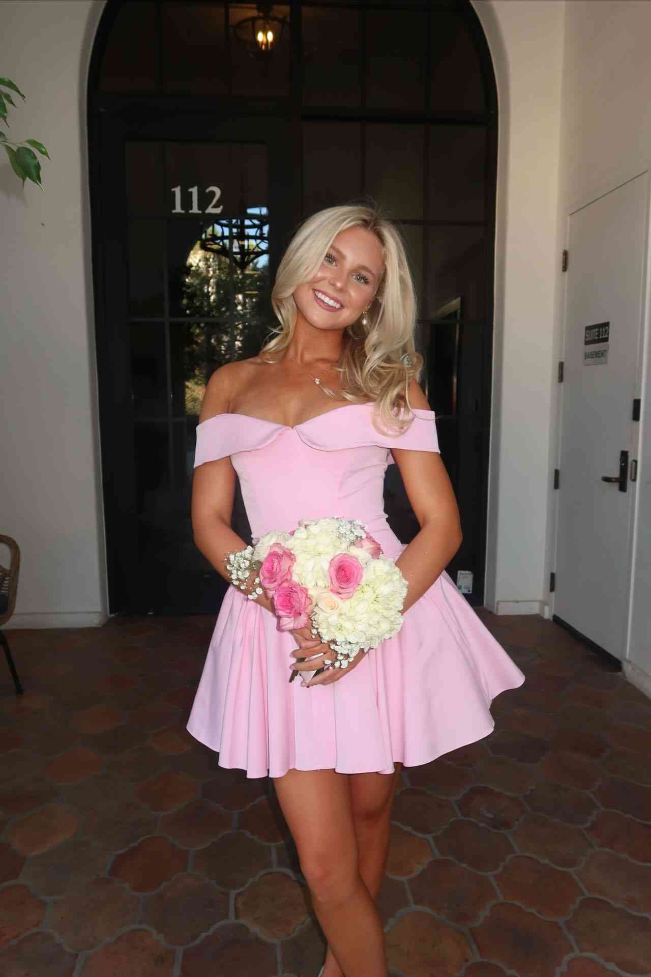 Off-the-Shoulder Fit and Flare Homecoming Dress