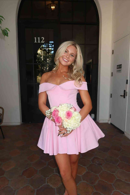 Off-the-Shoulder Fit and Flare Homecoming Dress
