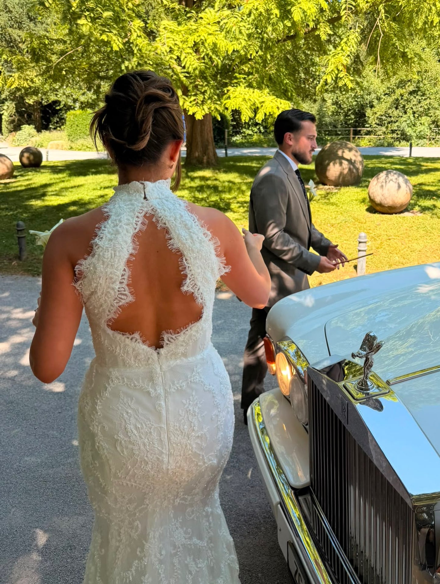 High Neck Open Back Lace Mermaid Wedding Dress
