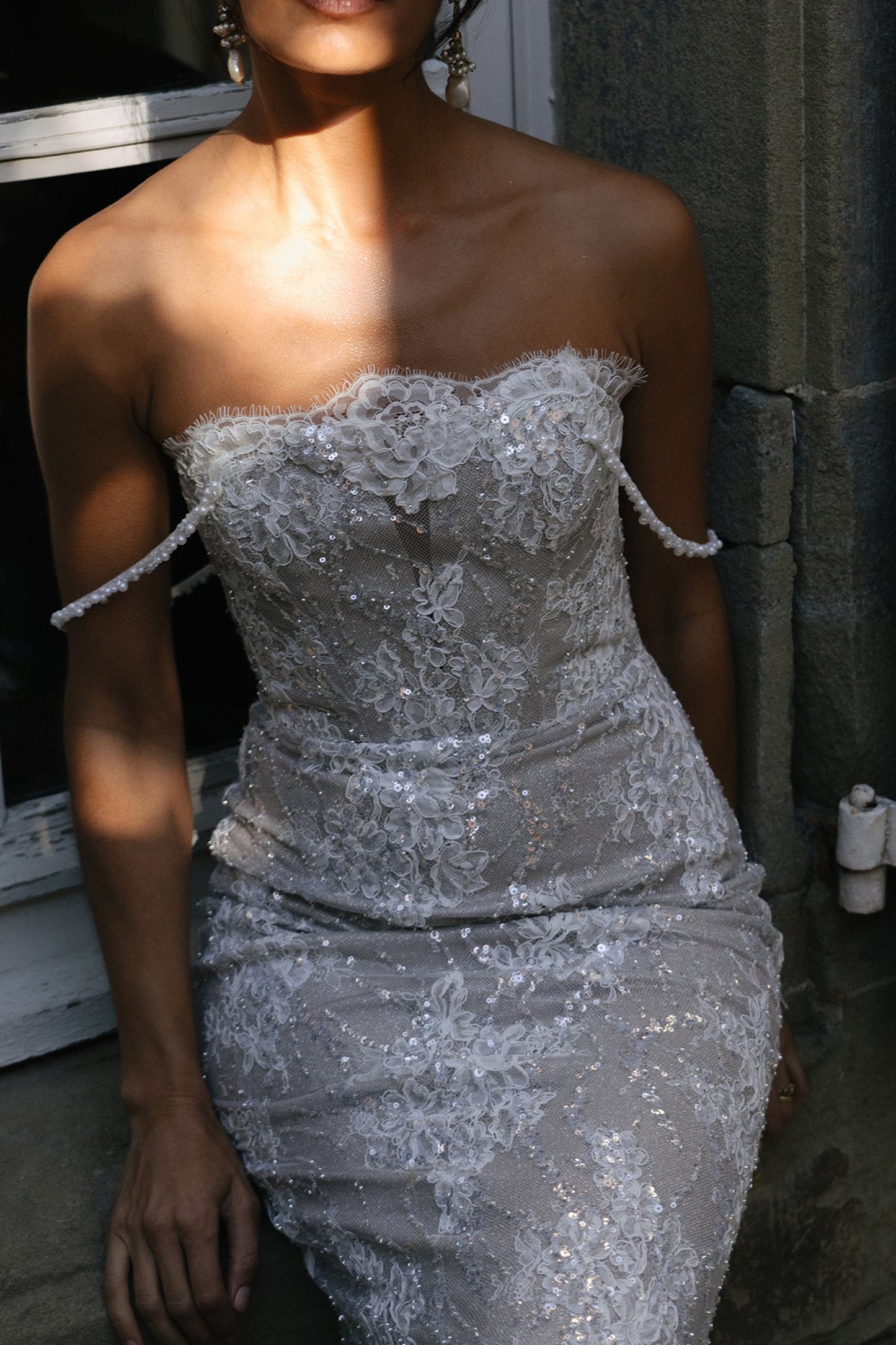 Strapless Lace Sheath Wedding Dress