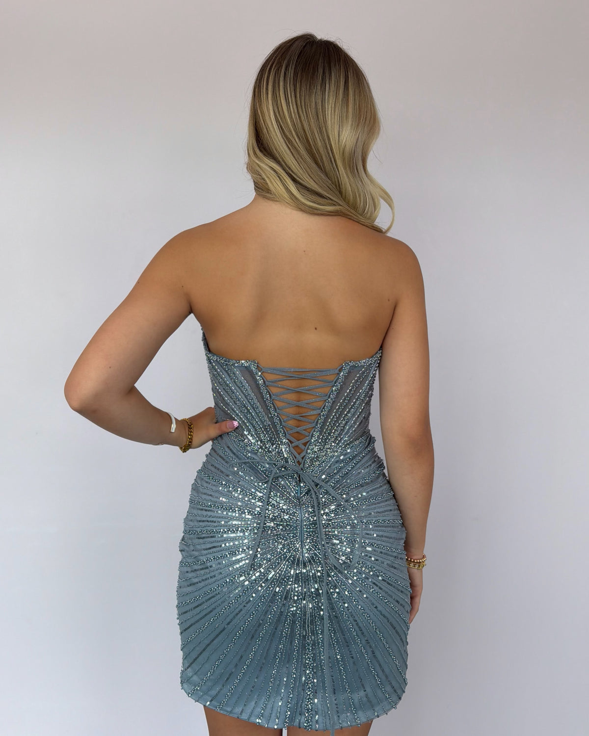 Sequin Corset Mini Dress with Slit