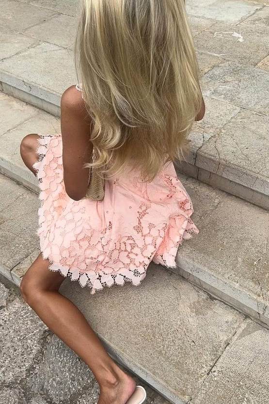 Scalloped Lace Fit and Flare Mini Dress