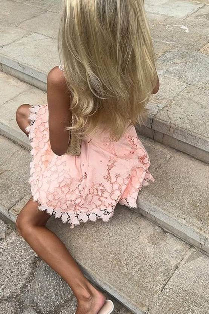 Scalloped Lace Fit and Flare Mini Dress