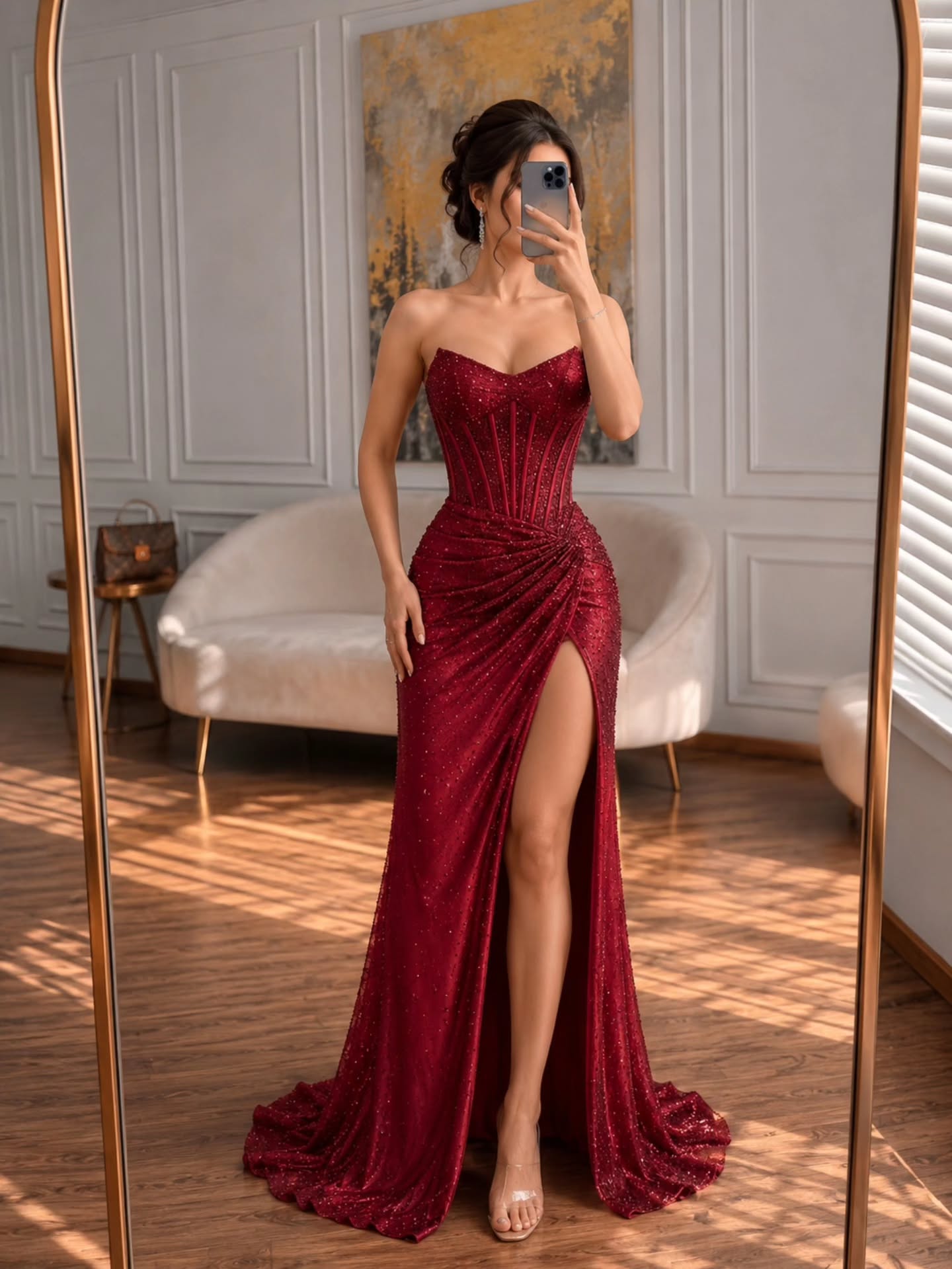 Corset Sweetheart Slit Mermaid Evening Gown