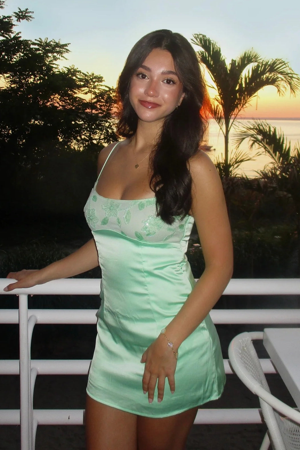 Satin Mini Slip Dress with Embroidered Bodice