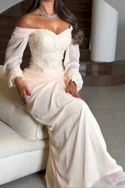 Embroidered Corset Gown with Draped Maxi Skirt