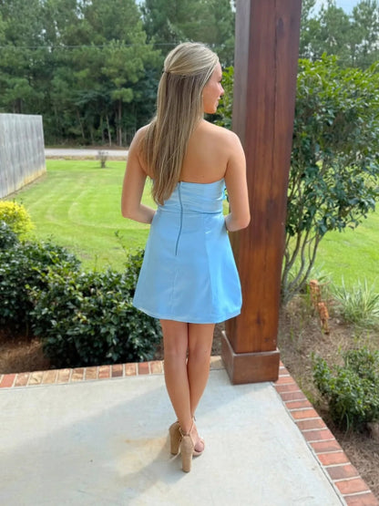 Strapless 3D Floral Applique Mini Dress