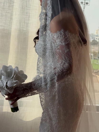 Off-the-Shoulder Corset Lace Mermaid Wedding Dress