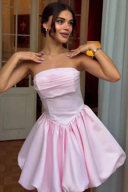 Strapless Corset Bubble Skirt Mini Dress