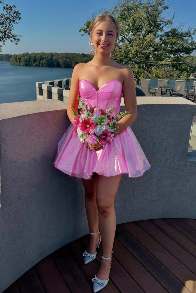 Strapless Glitter Corset Sweetheart Mini Dress