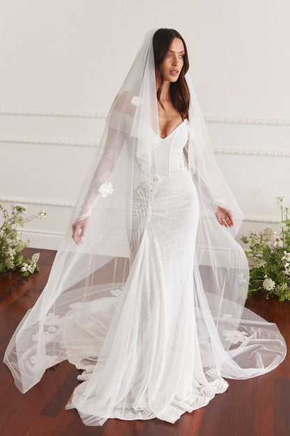 Off-the-Shoulder Long Sleeve Lace Wedding Dress