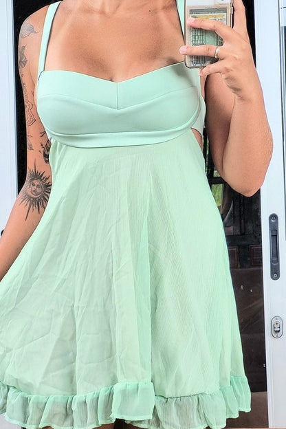 Sweetheart Cut-Out Back Fit and Flare Mini Dress