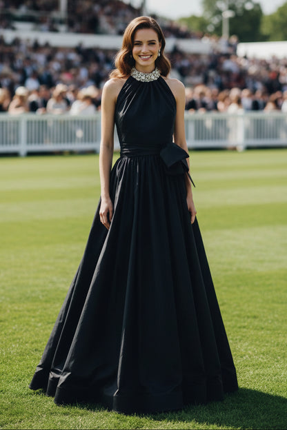 Halter Neck Embellished A-Line Evening Gown