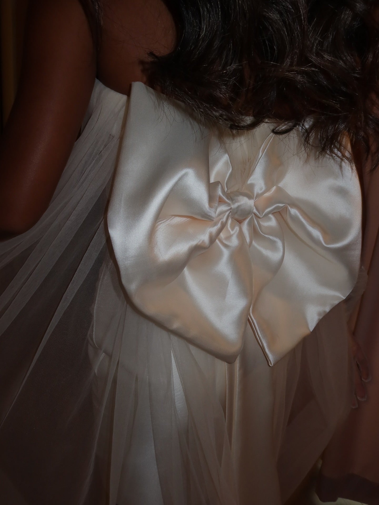 Strapless Satin Mini Bridal Dress with Bow Train