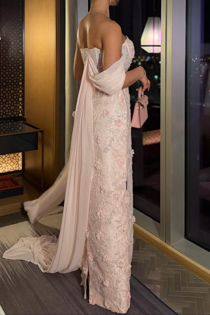 Corset Sweetheart Off-The-Shoulder Column Gown