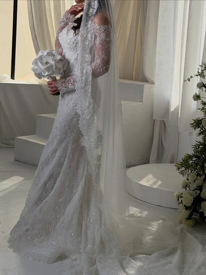 Off-the-Shoulder Corset Lace Mermaid Wedding Dress