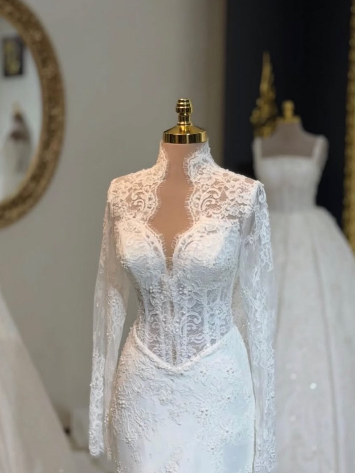 Lace Mermaid Wedding Dress with Corset Bodice