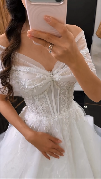 Corset Tulle Ball Gown Wedding Dress