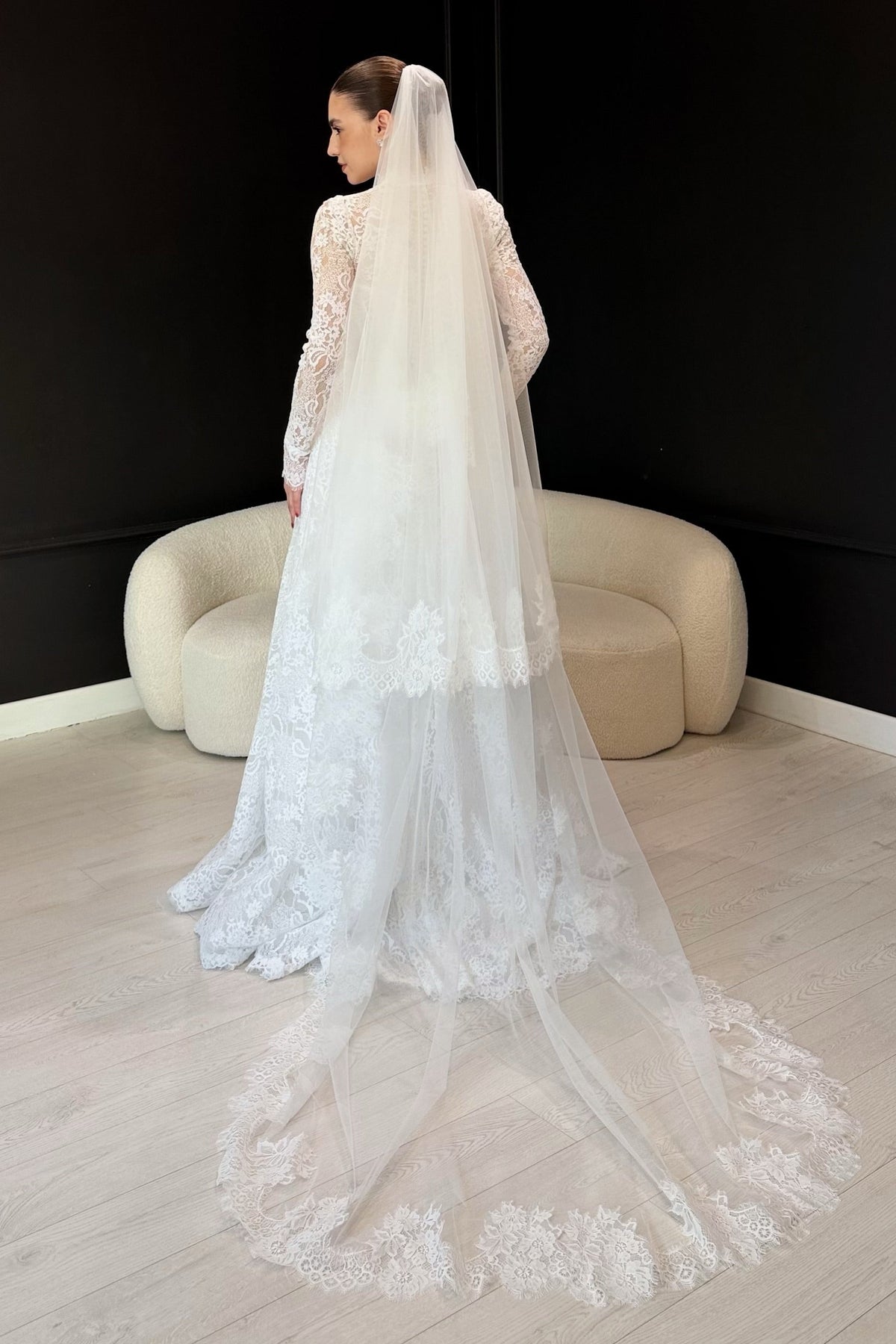 Lace A-Line Wedding Dress with High Neck Bodice