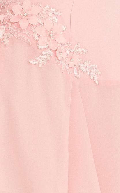 Strapless Floral Applique Pleated Mini Dress