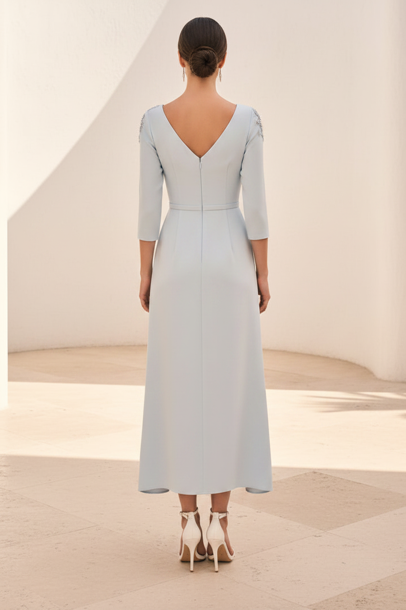 Elegant Bateau Neck Dress with Beaded Shoulder Detail