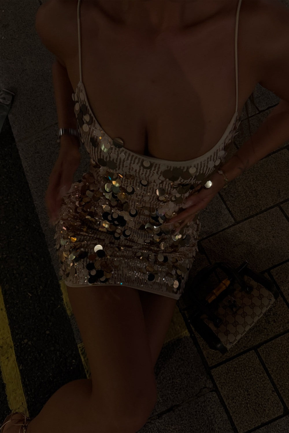 One Shoulder Sequin Bodycon Mini Dress