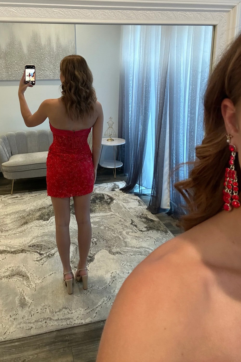 Beaded Lace Corset Mini Dress with Bowknot