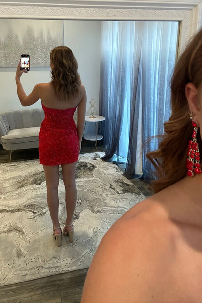 Beaded Lace Corset Mini Dress with Bowknot