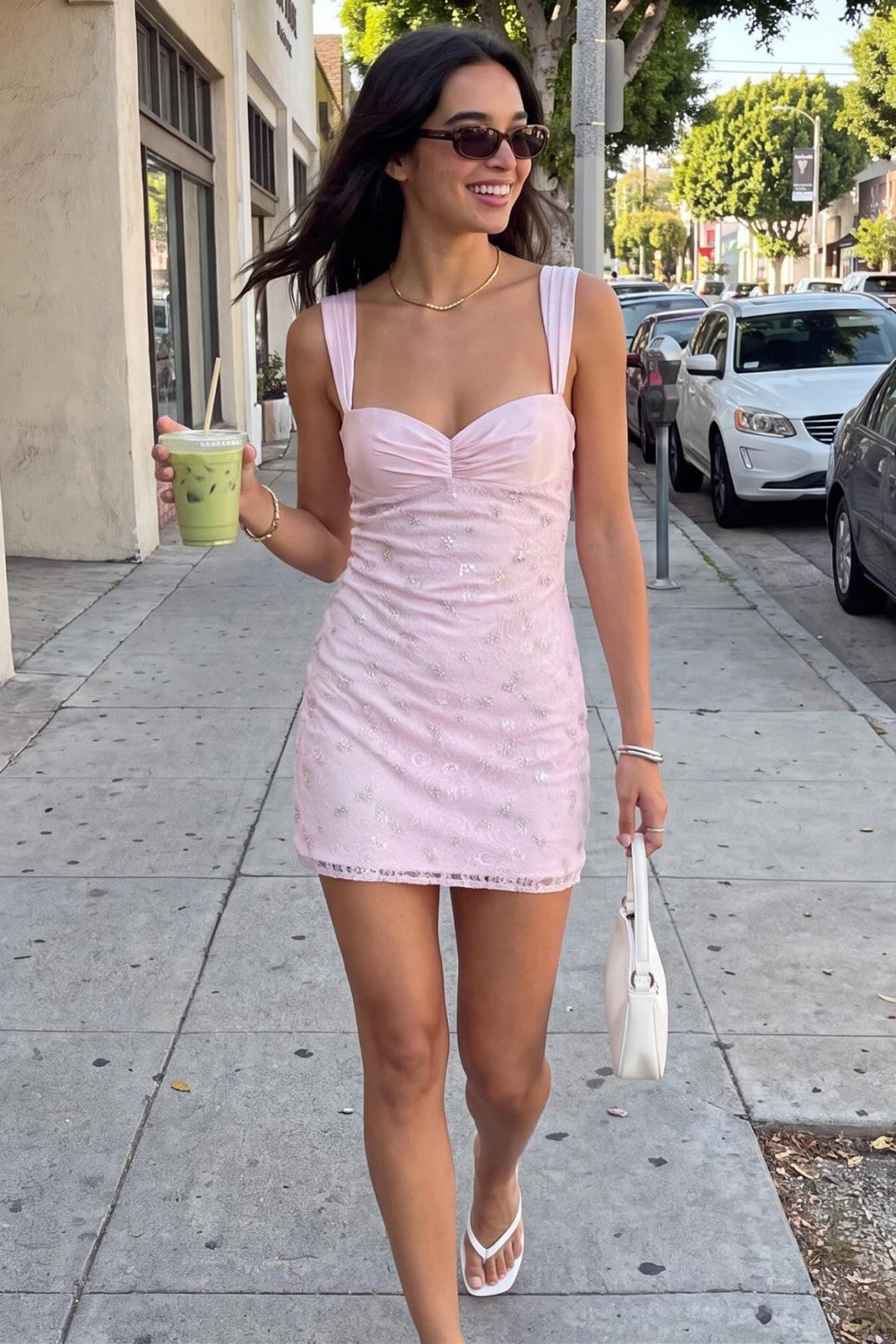Sequin Mini Dress with Sweetheart Neckline