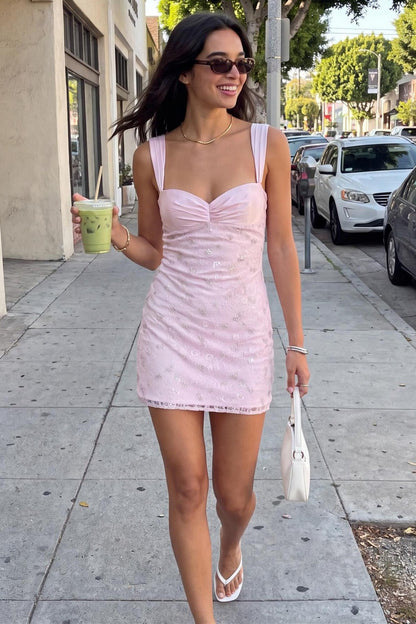 Sequin Mini Dress with Sweetheart Neckline