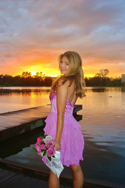 Strapless Sweetheart Tiered Ruffle Mini Dress