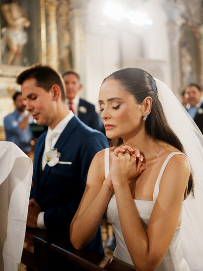 Minimalist Crepe Wedding Dress with Open Back