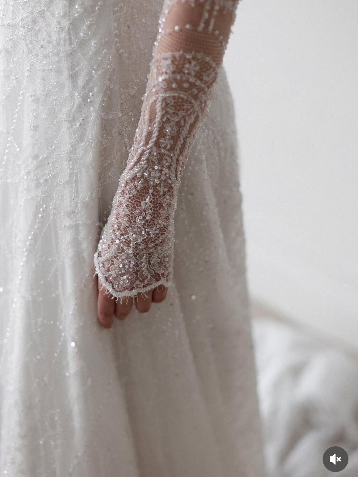 High Neck Illusion Long Sleeve A-Line Wedding Dress