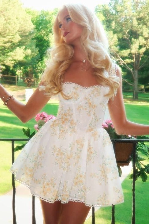 Floral Corset A-Line Mini Dress