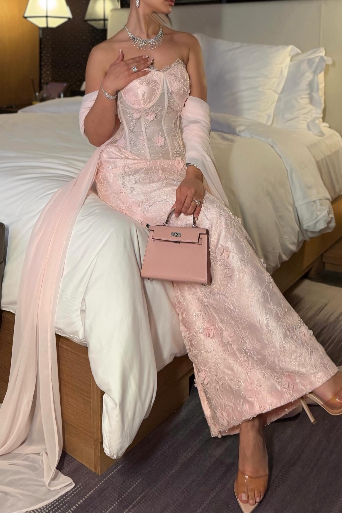 Corset Sweetheart Off-The-Shoulder Column Gown