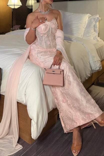 Corset Sweetheart Off-The-Shoulder Column Gown
