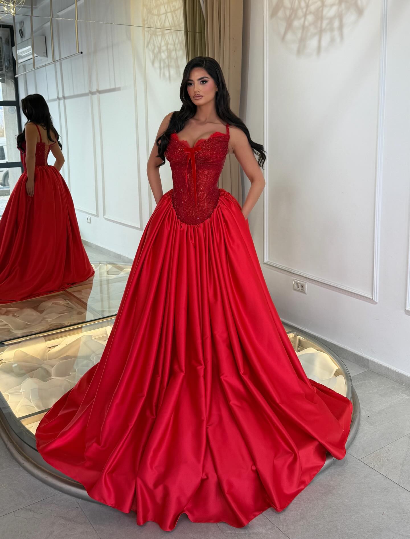 Glitter Corset Satin Ball Gown