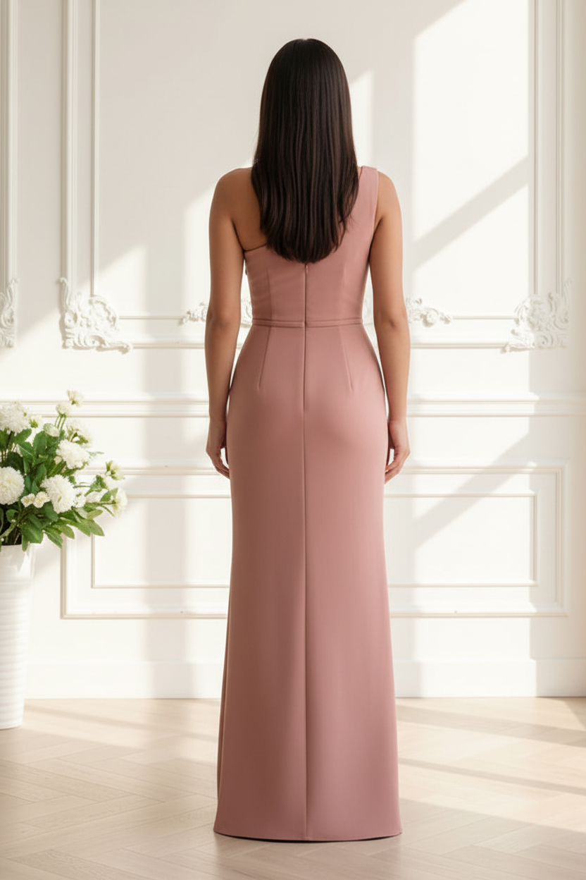Floral One-Shoulder Column Gown