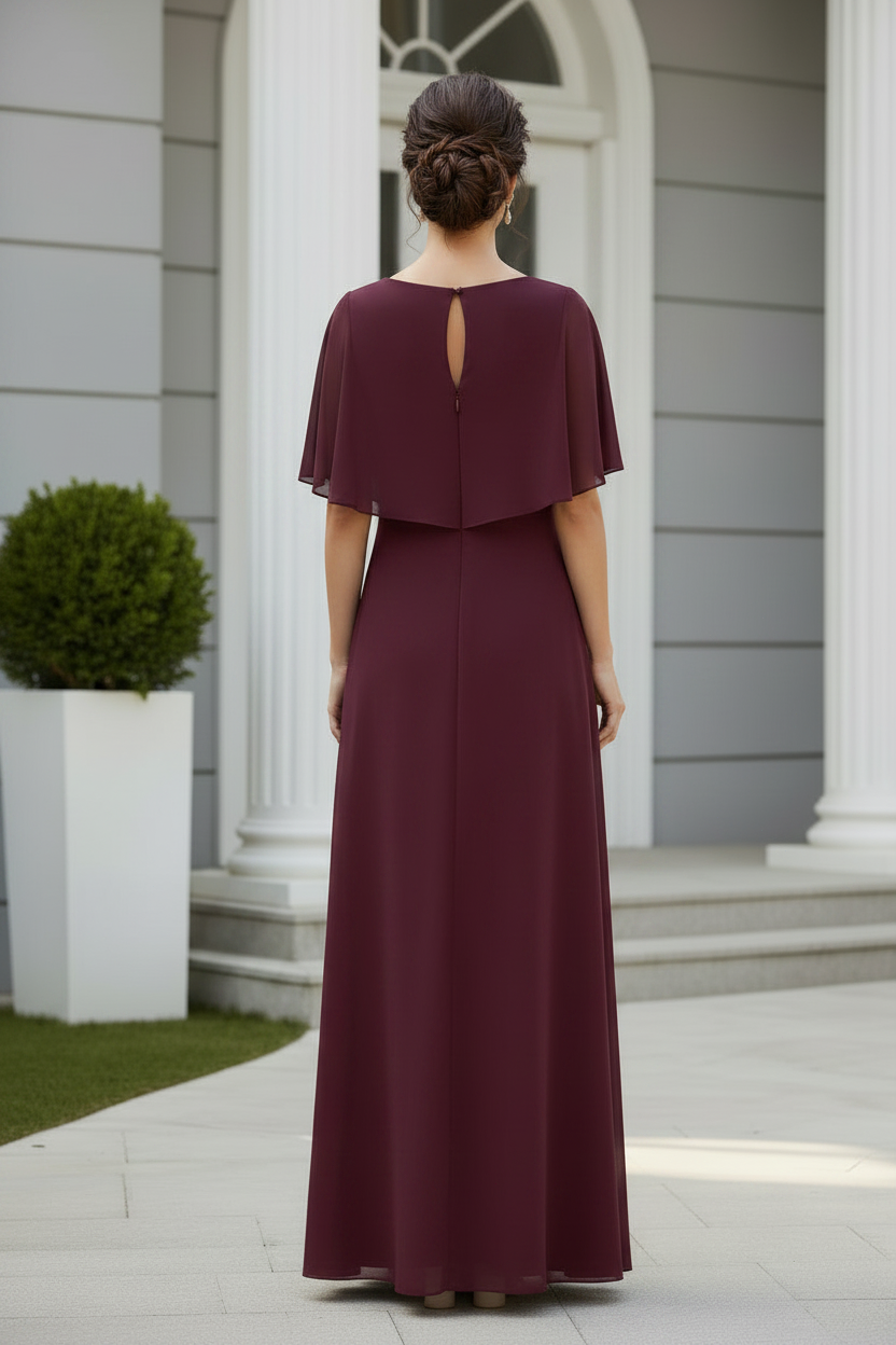 Asymmetrical Tiered Chiffon A-Line Evening Gown