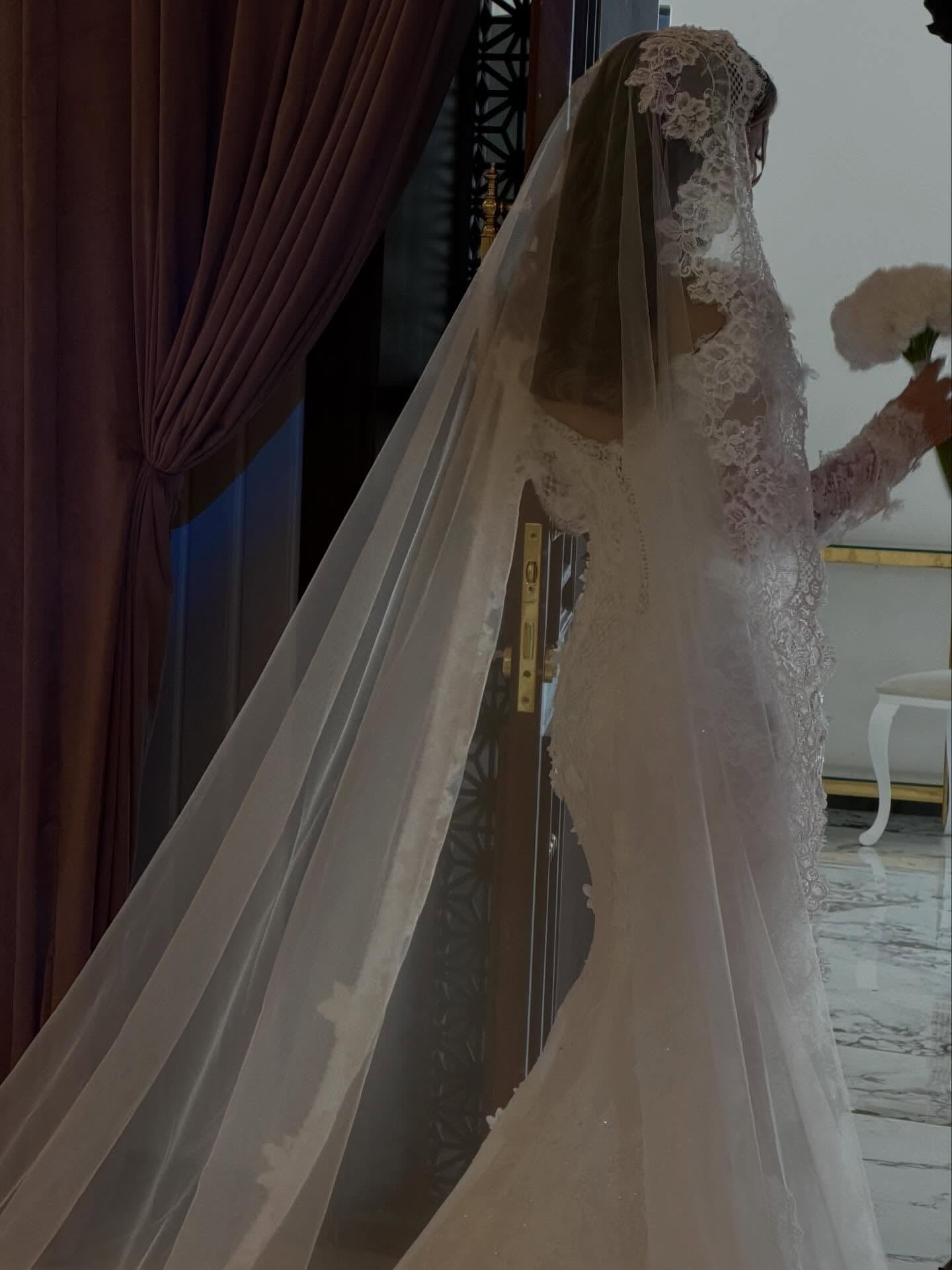 High Neck Lace Mermaid Wedding Dress with Corset