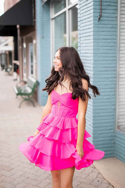 Strapless Corset Tiered Ruffle Mini Dress