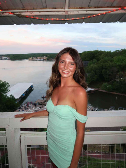 Ruched Off-the-Shoulder Bodycon Mini Dress