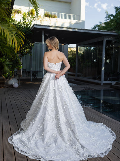Strapless 3D Floral Corset A-Line Wedding Dress